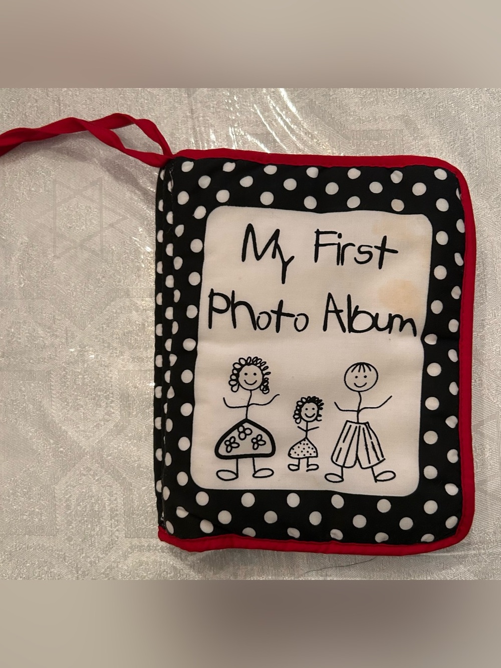 NoJo My First Photo Album Black and White polka dot with red trim